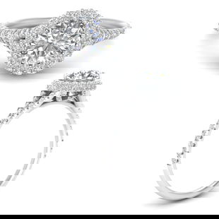 Round 1.50 Carat Halo Micropave Engagement Ring