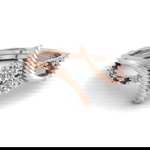 2 Stone Diamond Ring In Two Tone Gold