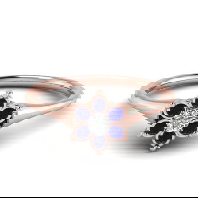 undefined Shaped Bezel Daisy Flower Engagement Ring with undefined in undefined