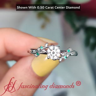 Round Cut Nature Inspired Engagement Ring