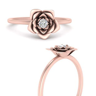 Rose Floral Design Engagement Ring