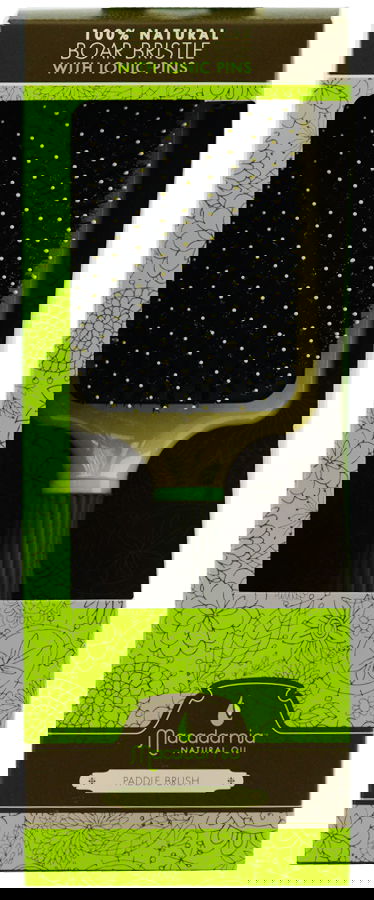 Macadamia Natural Oil Paddle Brush Boar Bristle With Ionic Pins