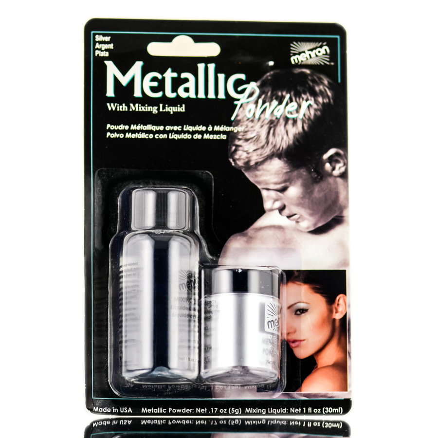 meh15-silver - Mehron Metallic Powder With Mixing Liquid-image1