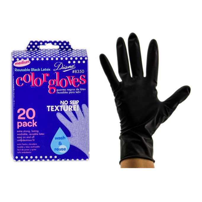 Other Accessories: Diane Medium Reusable Black Latex Color Gloves
