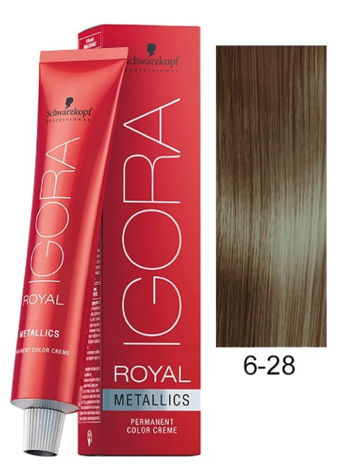 6 - 28 / Dark Blonde Ash Red, Schwarzkopf Igora Royal Metallics