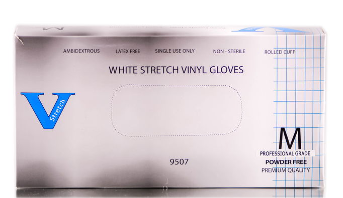 V Stretch White Vinyl Gloves
