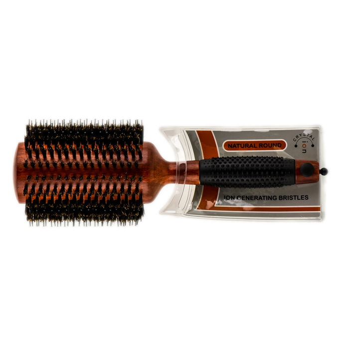 Via Crystal Ion Round Wood Boar Brushes, Rosewood Finish Via Crystal Ion Round Wood Boar Brushes, Rosewood Finish