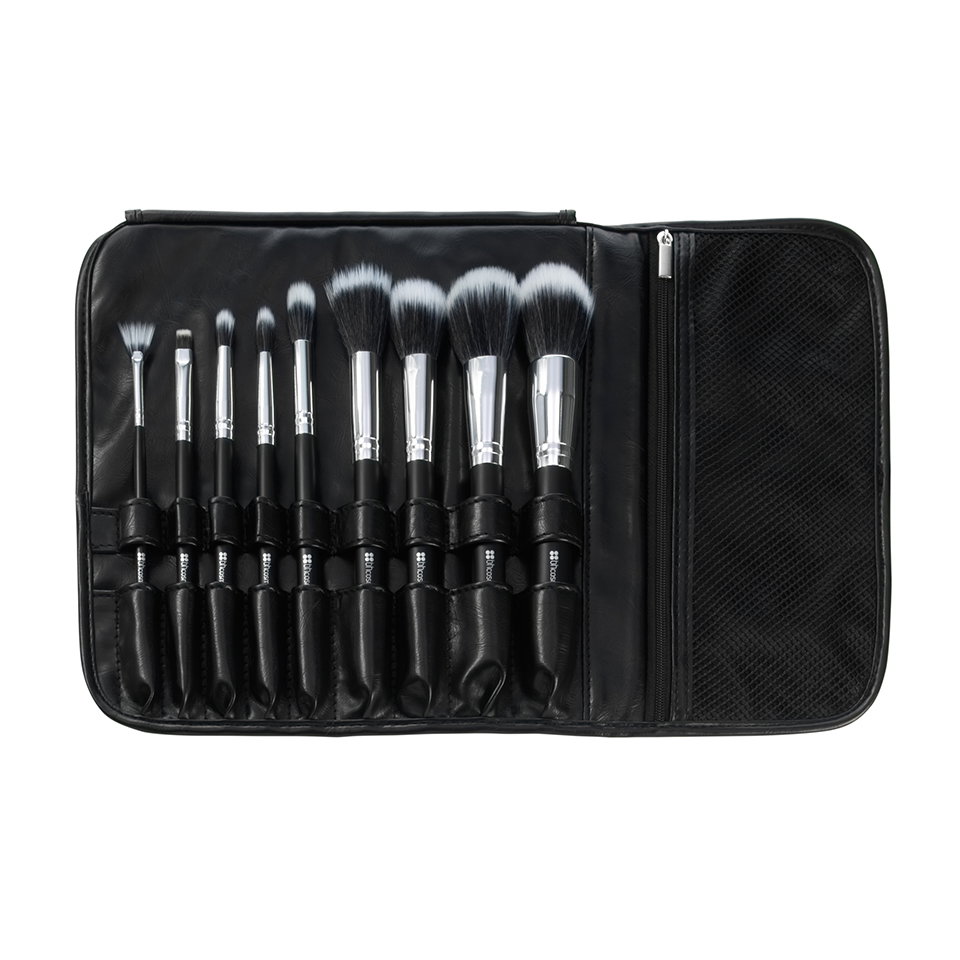 bhc55-9-piece - BH Cosmetics Dual Fiber 9 Piece Brush Set with Black Brush Roll-image1