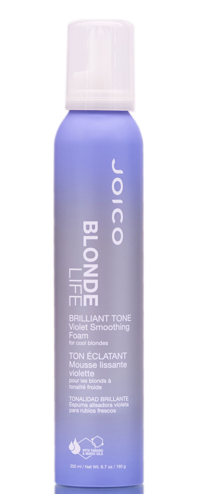 Joico Blonde Life BRILLIANT TONE VIOLET SMOOTHING FOAM for Cool Blondes with Tamanu & Monoi Oils