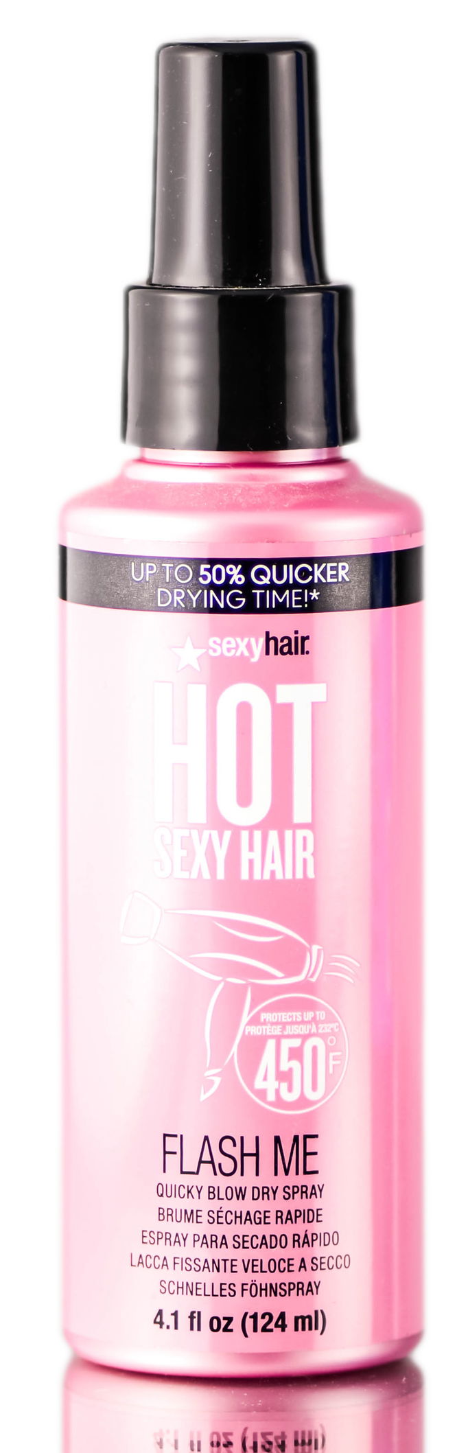 Hot Sexy Hair FLASH ME Quicky Blow Dry Spray, UP TO 50% QUICKER DRYING TIME, Protects Up to 450°F