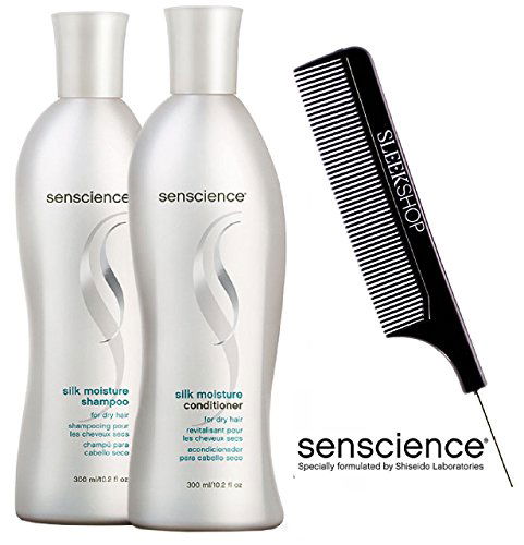 Senscience SILK MOISTURE Shampoo & Conditioner DUO Set (w/ Sleek Pin Tail Comb)