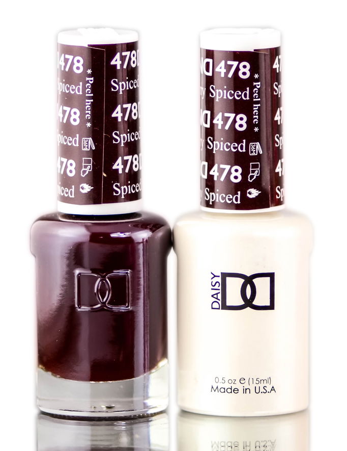 Daisy DND Reds Soak Off GEL POLISH DUO, All In One Gel Lacquer + Matching Nail Polish Color