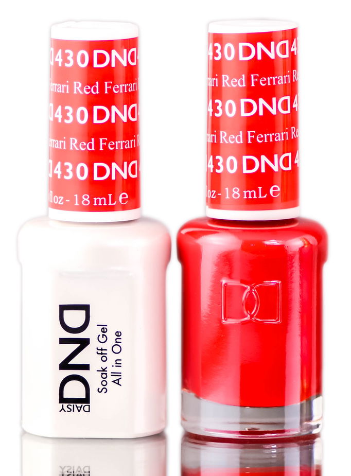 Daisy DND Reds Soak Off GEL POLISH DUO, All In One Gel Lacquer + Matching Nail Polish Color