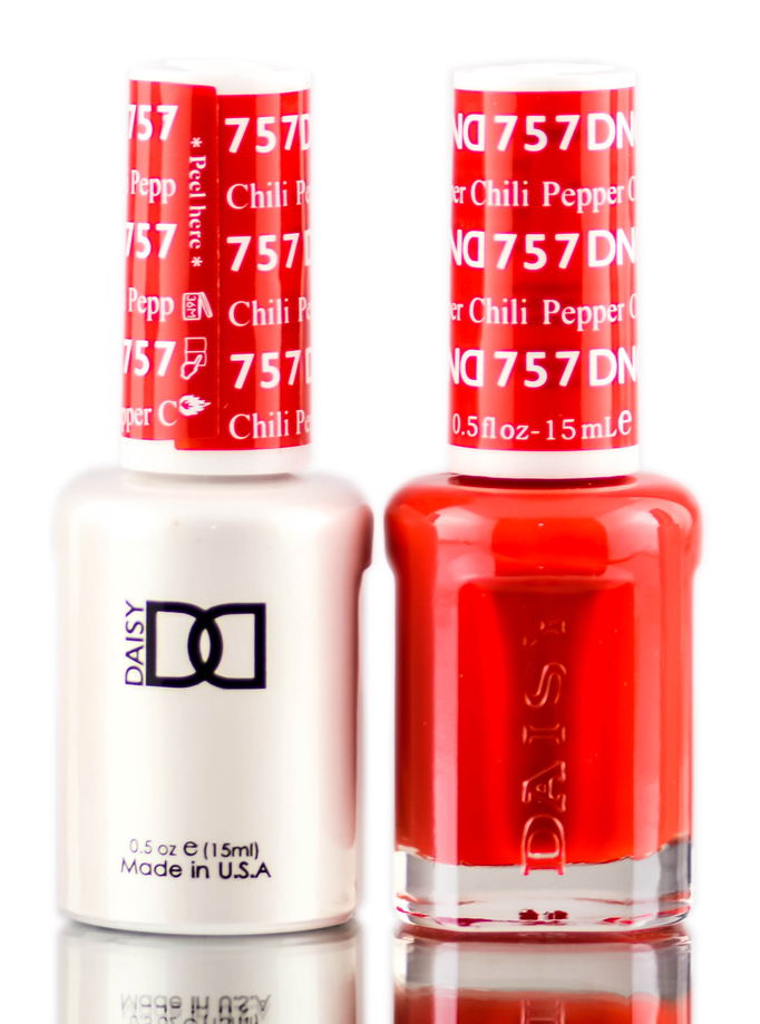 Daisy DND Reds Soak Off GEL POLISH DUO, All In One Gel Lacquer + Matching Nail Polish Color