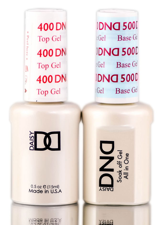 Daisy DND 400 Top Gel & 500 Base Gel DUO SET, Soak off Gel All In One Base & Top Coat KIT for Nails