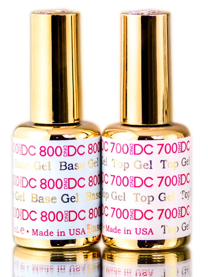 DND DC 700 Top Gel & 800 Base Gel DUO SET, Soak off Gel All In One Base & Top Coat KIT for Daisy Nails