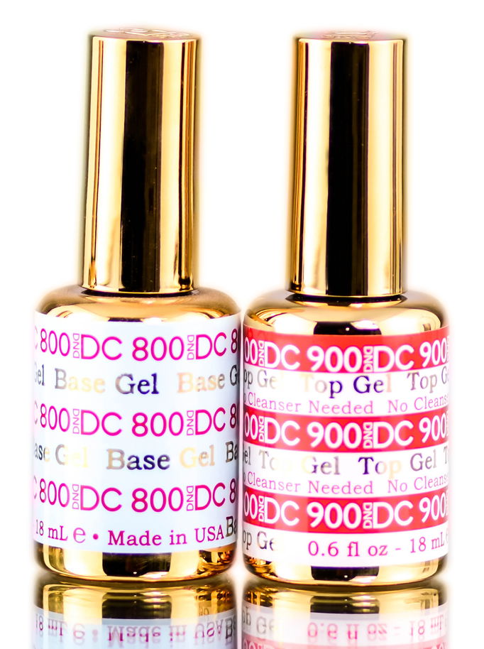 DND DC 800 Base Gel & 900 Top Gel (NO CLEANSER NEEDED) DUO SET, Soak off Gel All In One Base & Top Coat KIT for Daisy Nails