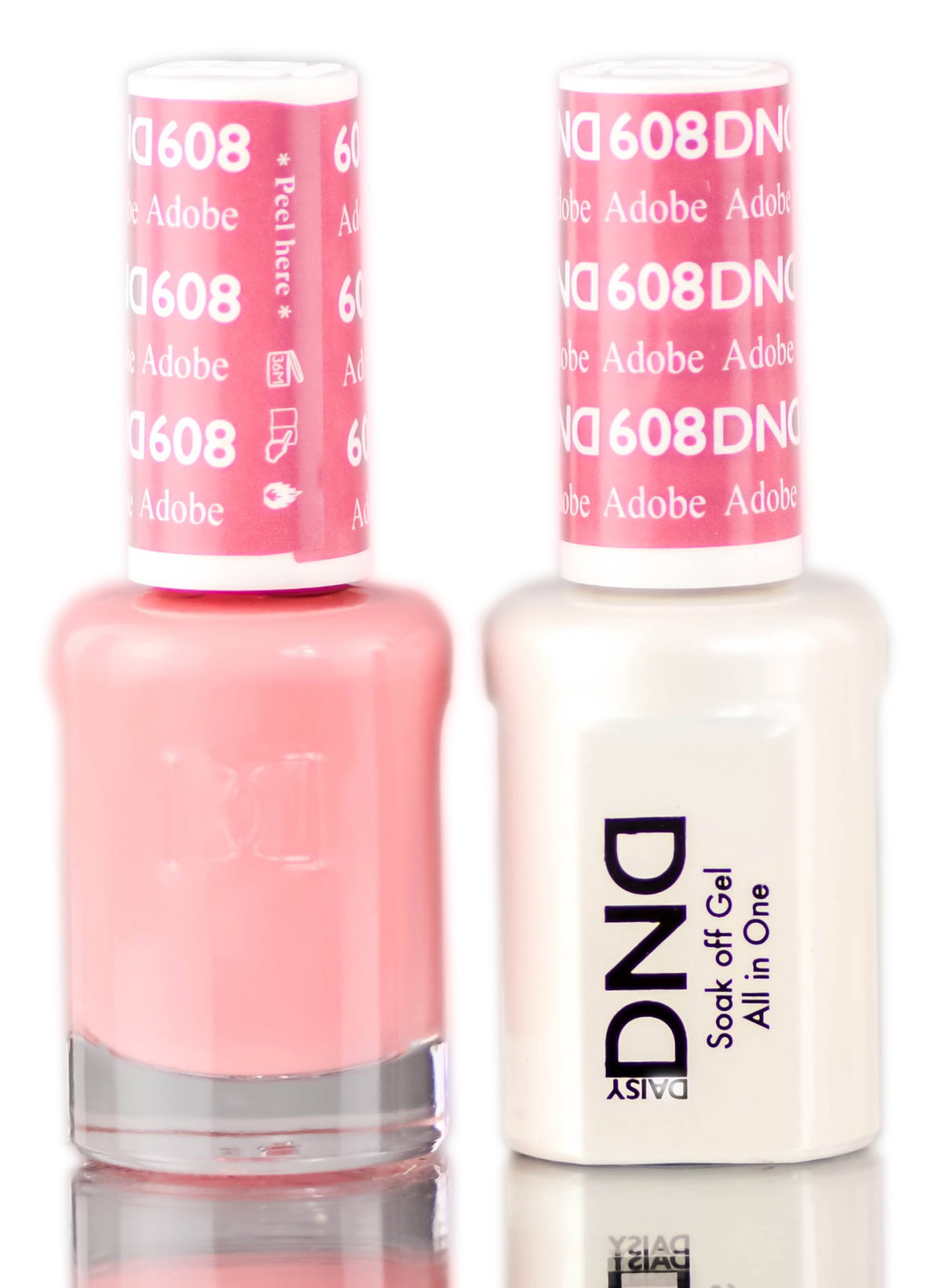 dnd25-608 - Daisy DND Pinks & Oranges Soak Off GEL POLISH DUO, All In One Gel Lacquer + Matching Nail Polish Color-image1