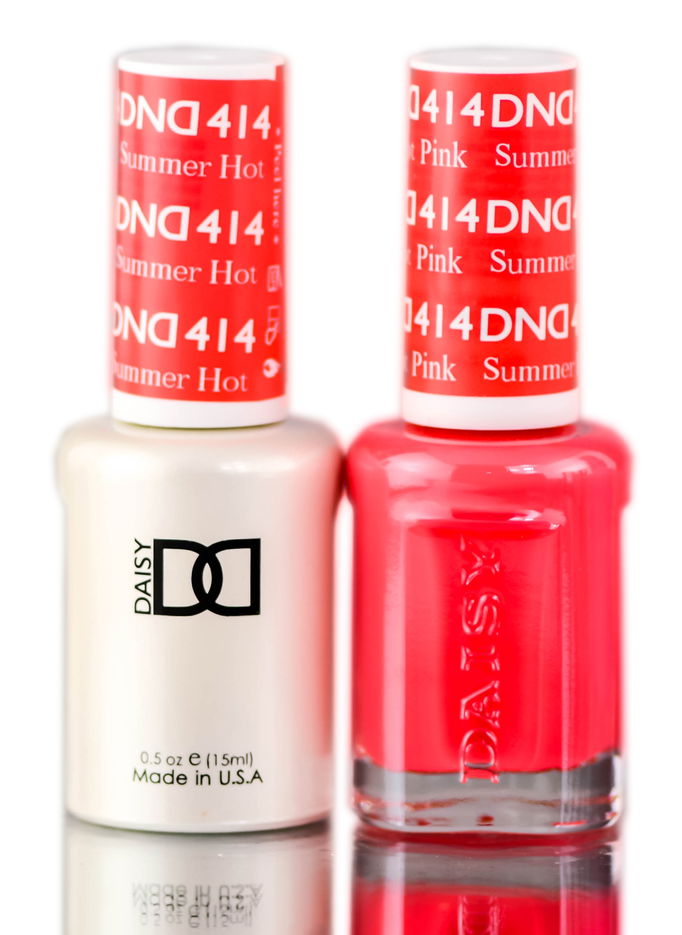 Daisy DND Pinks & Oranges Soak Off GEL POLISH DUO, All In One Gel Lacquer + Matching Nail Polish Color