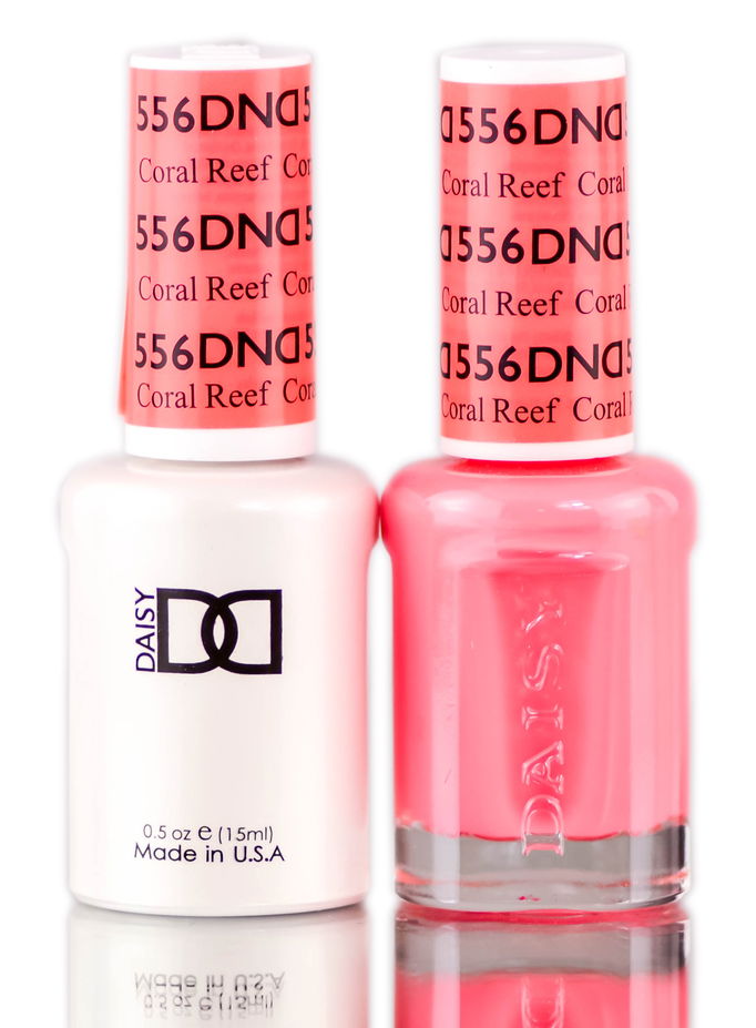 Daisy DND Pinks & Oranges Soak Off GEL POLISH DUO, All In One Gel Lacquer + Matching Nail Polish Color
