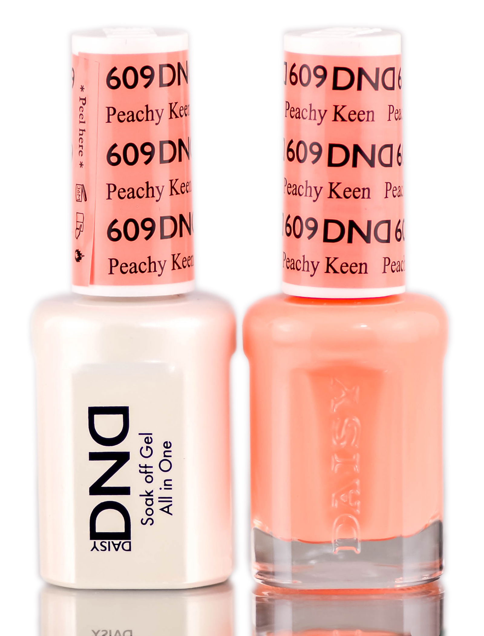 Peachy Keen (609), Daisy DND Pinks & Oranges Soak Off GEL POLISH