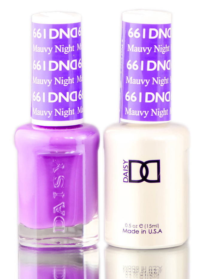 Daisy DND Purples Soak Off GEL POLISH DUO, All In One Gel Lacquer + Matching Nail Polish Color