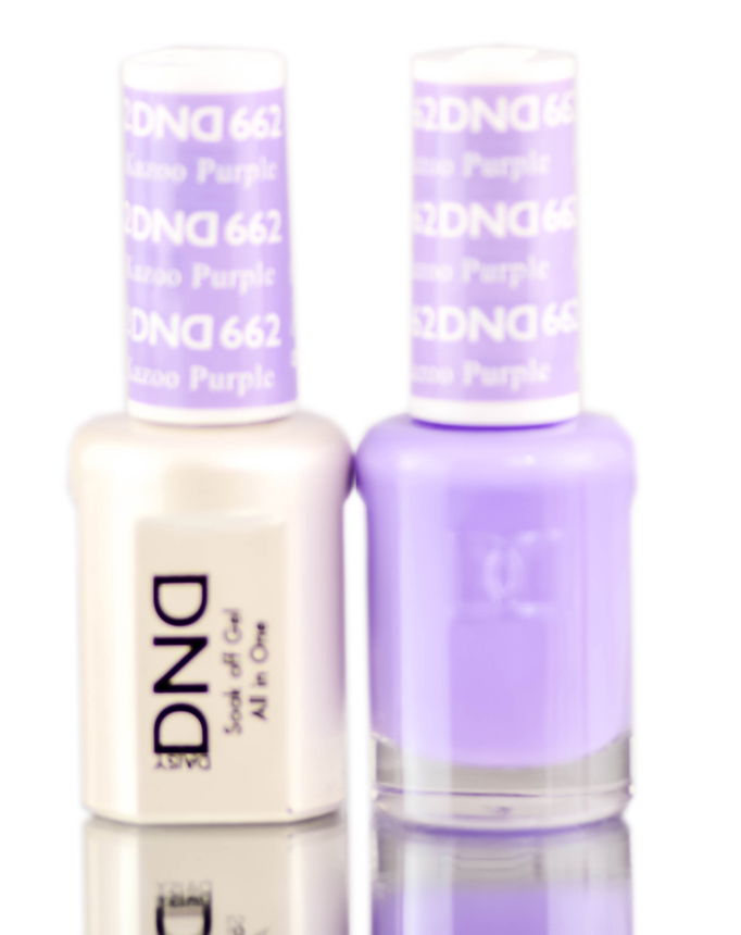 Daisy DND Purples Soak Off GEL POLISH DUO, All In One Gel Lacquer + Matching Nail Polish Color
