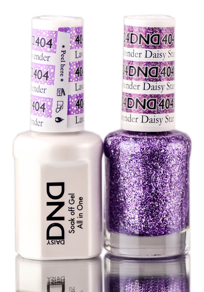 Daisy DND Purples Soak Off GEL POLISH DUO, All In One Gel Lacquer + Matching Nail Polish Color