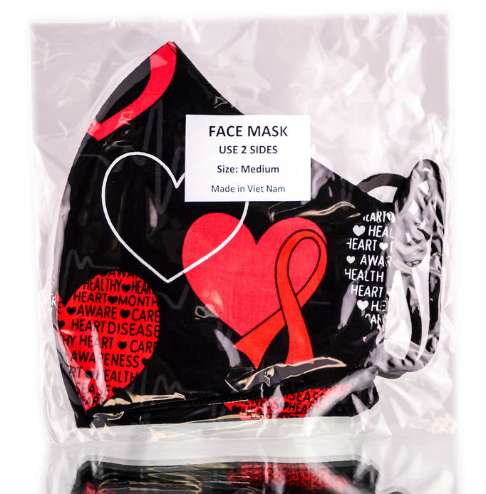 Sleekshop Reversible Heart Disease Awareness Face Mask (2 Pack)