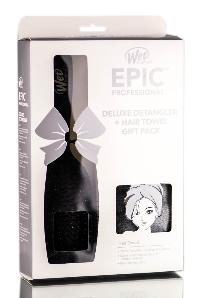 Wet Brush Pro Epic Deluxe Detangler + Hair Towel Pack