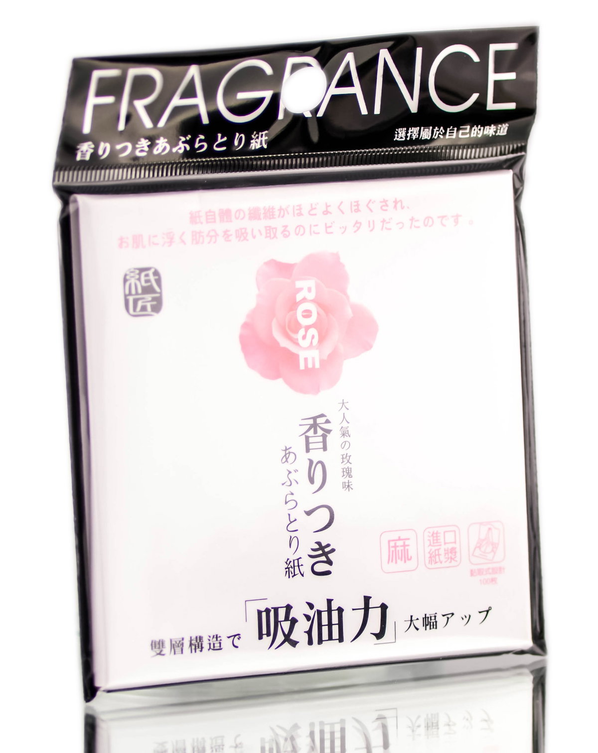 djc01-rose - DjCosmos Fragrance Facial Blotting Tissues (with Essential Oils)-image1