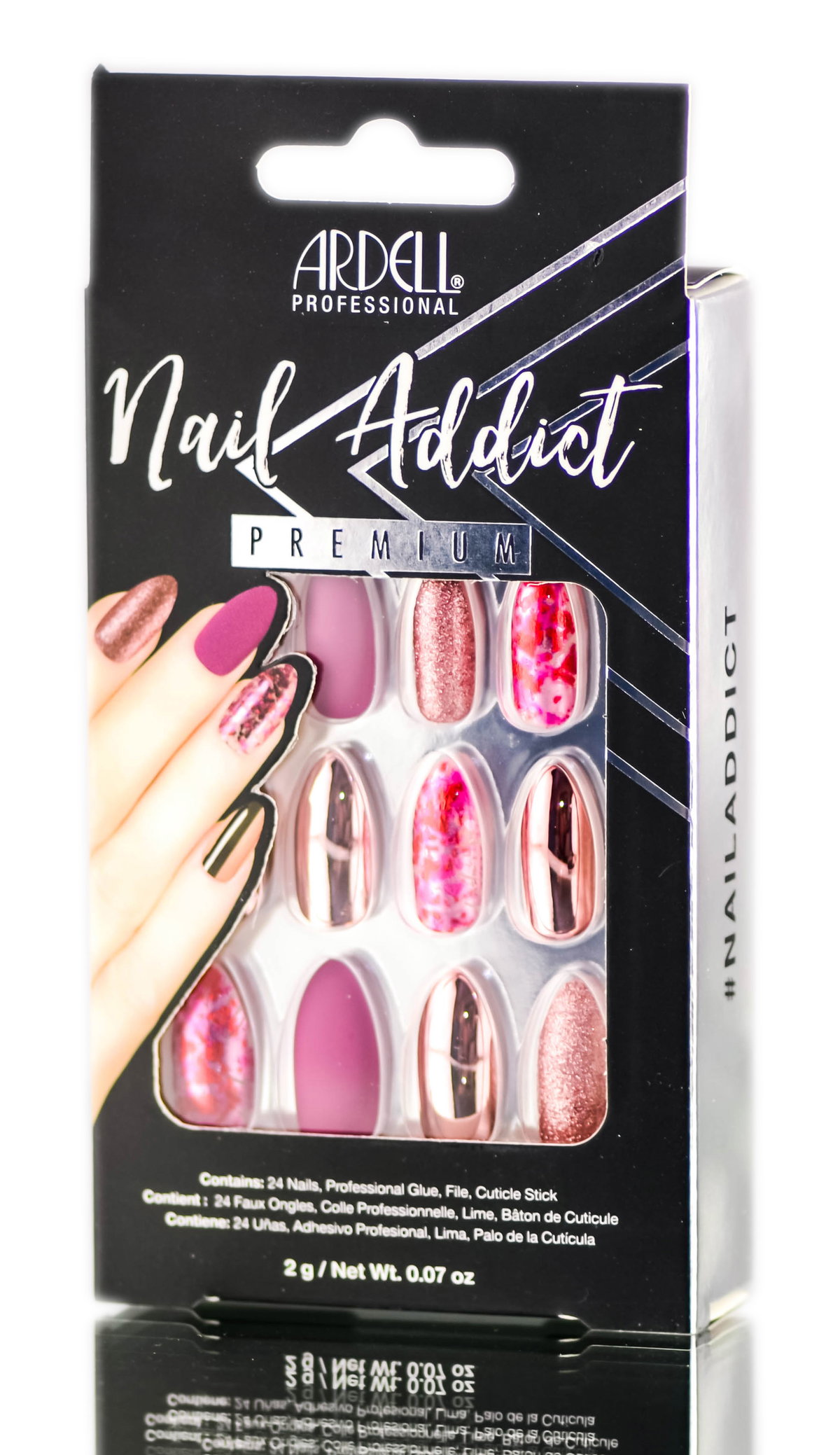 ard125-chr-pnk-foil - Ardell Nail Addict Premium Artificial Nail Set-image1