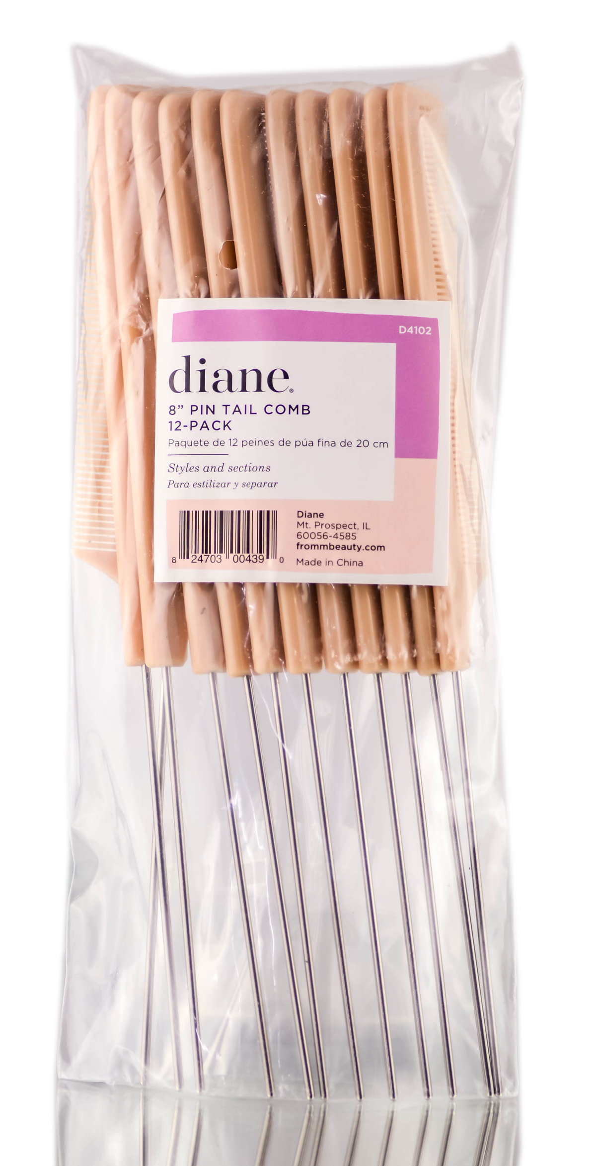 dia119-bone - Diane Pin Tail Comb 8'' (12 PC)-image1 dia119-bone - Diane Pin Tail Comb 8'' (12 PC)-image1
