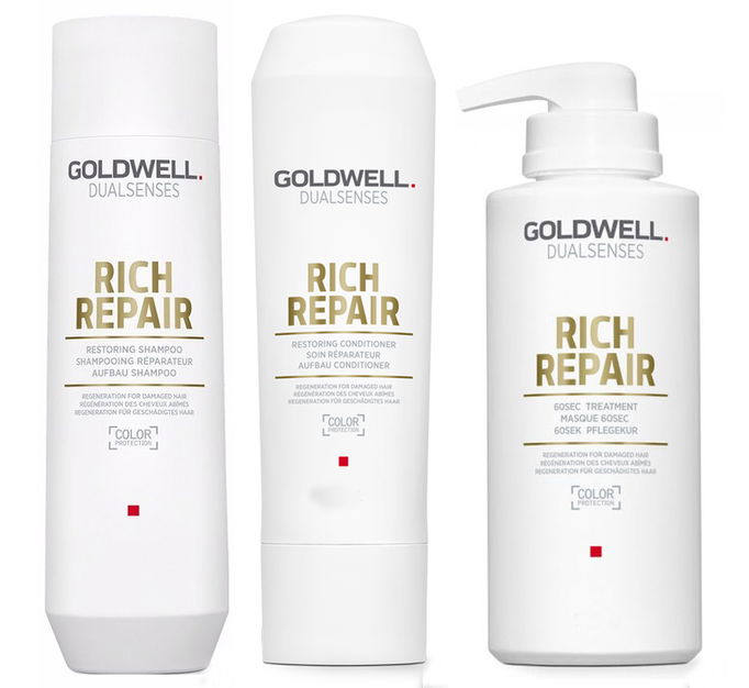Goldwell Kit -Dualsenses Rich Repair Restoring Shampoo & Conditioner & 60 Sec Treatment