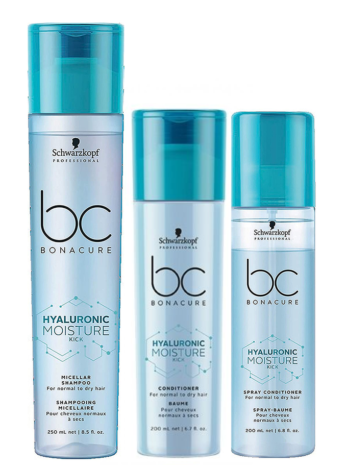 Schwarzkopf BC Bonacure Moisture Kick Shampoo, Conditioner, and Spray Conditioner