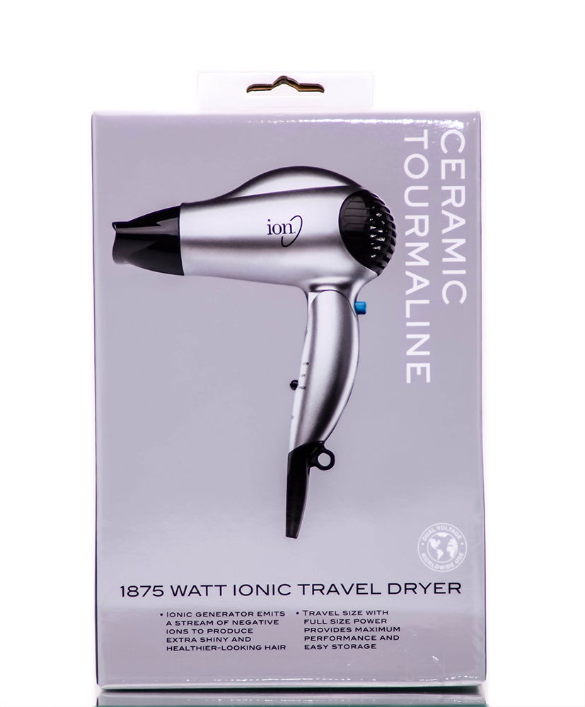 Silver, Ion Ceramic Tourmaline 1875 Watt Ionic Travel Dryer