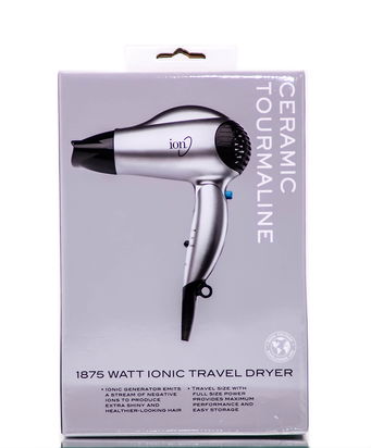 Silver, Ion Ceramic Tourmaline 1875 Watt Ionic Travel Dryer  display picture 1