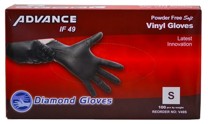 Diamond Advance Black Vinyl Powder-Free Gloves (100 pc)
