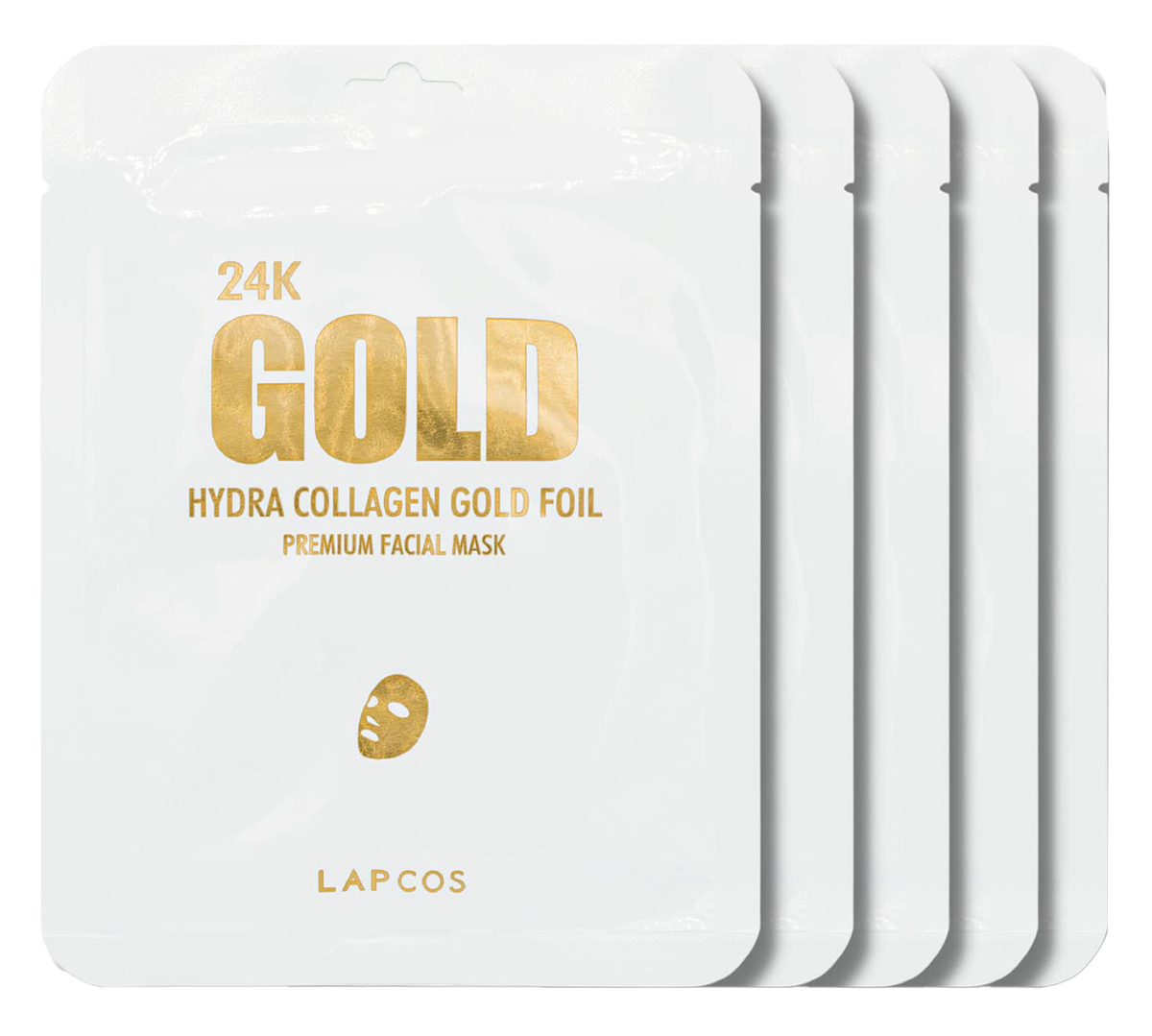lap03-5-pack - Lapcos 24K Gold Hydra Collagen Gold Foil Premium Facial Mask lap03-5-pack - Lapcos 24K Gold Hydra Collagen Gold Foil Premium Facial Mask