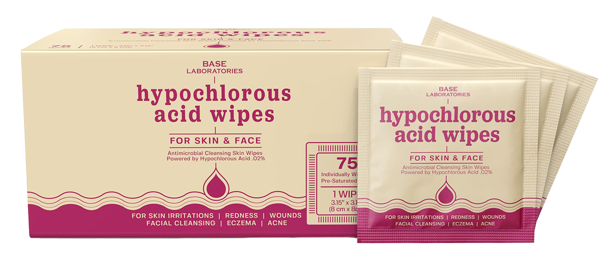 bse07-75ct - Base Laboratories Hypochlorous Acid Wipes for Skin & Face bse07-75ct - Base Laboratories Hypochlorous Acid Wipes for Skin & Face