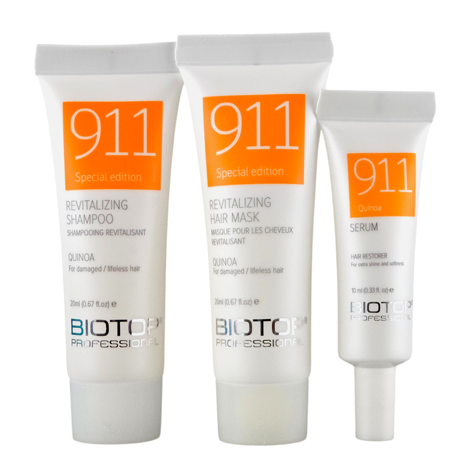 BIOTOP 911 Quinoa Sample Kit - Shampoo, Mask & Serum Trio