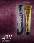 joico vero k pak color 4rv red claret hair color -- shade swatch with product packaging joico vero k pak color 4rv red claret hair color -- shade swatch with product packaging