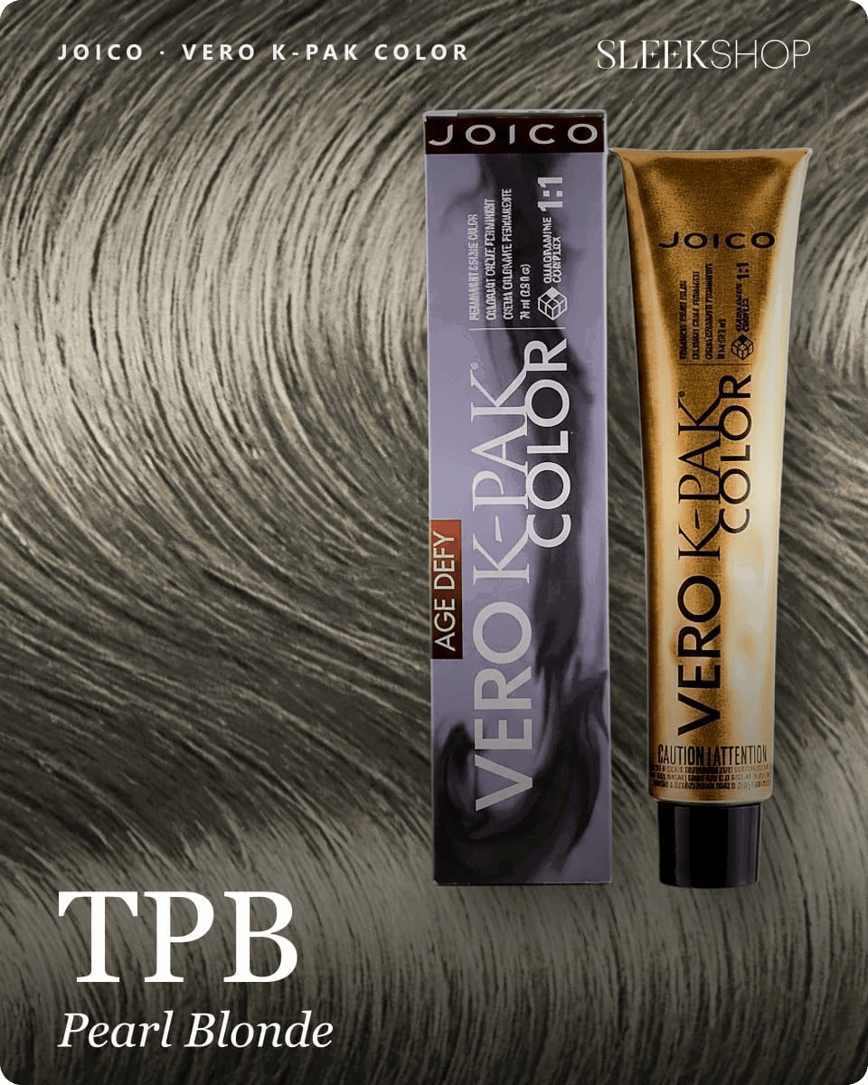 joico vero k pak color tpb pearl blonde hair color -- shade swatch with product packaging joico vero k pak color tpb pearl blonde hair color -- shade swatch with product packaging