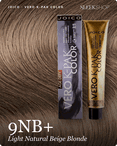 joico vero k pak color 9nb light natural beige blonde hair color -- shade swatch with product packaging