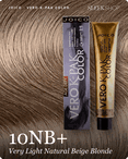 joico vero k pak color 10nb very light natural beige blonde hair color -- shade swatch with product packaging