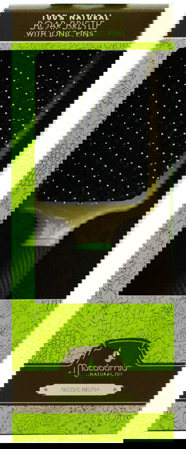 Macadamia Natural Oil Paddle Brush Boar Bristle With Ionic Pins