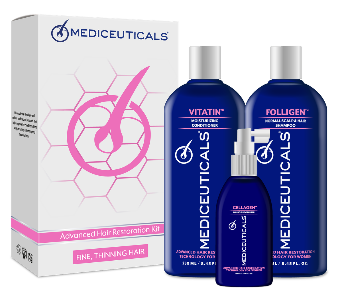 mediceuticals womens hair loss kit for normal scalp and hair therapy 3 piece set
