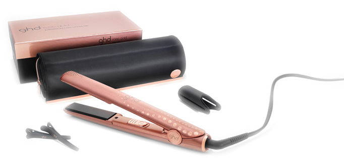 GHD Rose Gold Professional Limited Edition 1" Styler with Roll Bag & Clips.