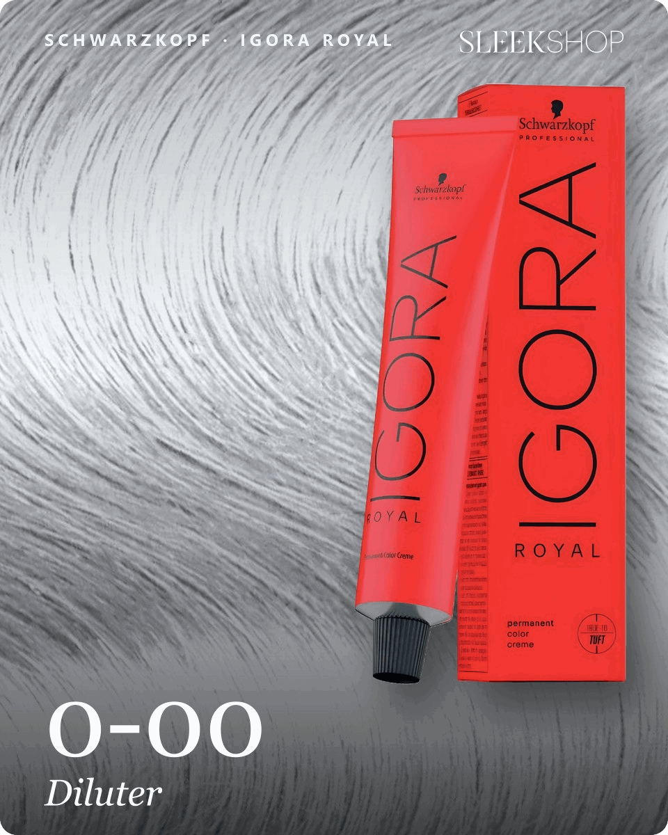 schwarzkopf igora royal 0 00 diluter hair color -- shade swatch with product packaging