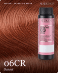 redken shades eq gloss 06cr sunset hair color -- shade swatch with product packaging